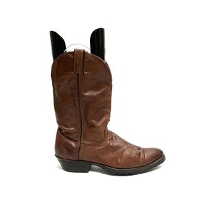 Vintage 1990s men’s brown leather pull on cowboy boots